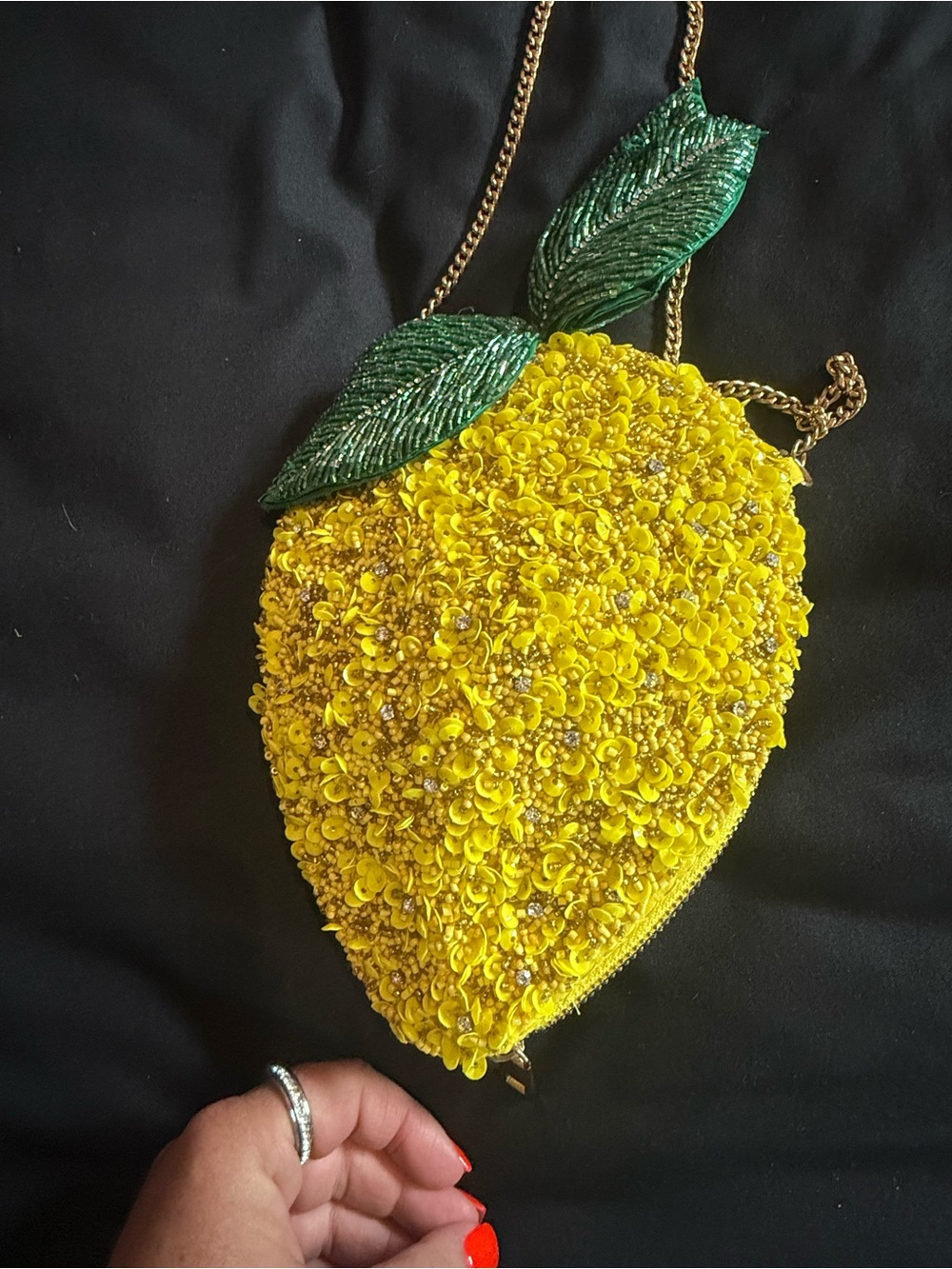 Yellow Lemon Beaded Crossbody Necklace Bag - Unbranded - Picture 4 of 4